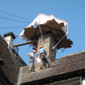 Prace na wysokości - remont komina spalinowego