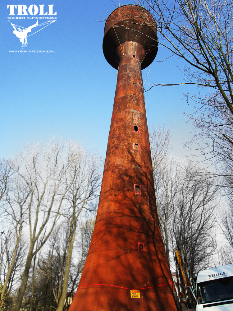 Prace wysokościowe - rewitalizacja wieży ciśnień - naprawa konstrukcji stalowych