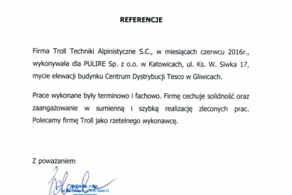 Pulire - mycie elewacji budynku Centrum Dystrybucji Tesco w Gliwicach.
