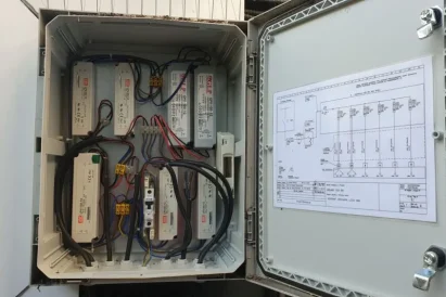 Transport linowy i montaż kasetonu świetlnego
